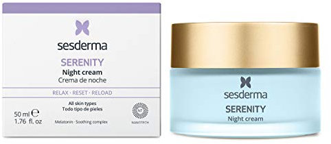 Sesderma Serenity Crema de Noche – Con Melatonina – Combate el Daño Producido Durante el Día – Efecto Relajante y Antienvejecimiento – 50 ml
