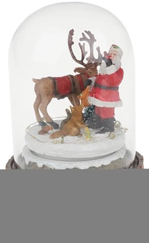Mini-cloche en verre VBS « Noël en forêt », à éclairage LED et musique