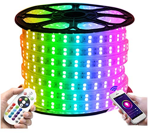 XUNATA Striscia LED WiFi RGB 220V, impermeabile e flessibile, musica smartphone/1500W telecomando/applicazione Alexa Google Assistant (10 metri, 120 LED/m)