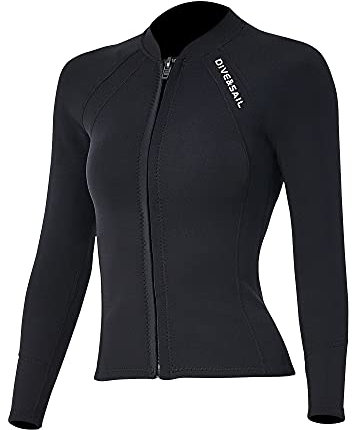 EUPTE 2mm Wetsuits Women/Men Long Sleeve Jacket UPF50+ UV Protection Diving Skin Suit Top for Scuba Diving Snorkeling Surfing Swimming (men, 3XL)