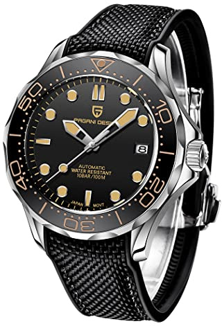 Pagani Design Montre Homme Étanche Lumineux Acier Inoxydable Japon Mouvement Cristal Saphir Synthétique Miroir Incurvé avec Une Montre à Lunette Rotative en Céramique