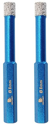Punte Trapano Diamantate 8mm- BRSCHNITT foretto diamantato per Gres Porcellanato Piastrelle Ceramica granito Marmo(2 pezzi)..
