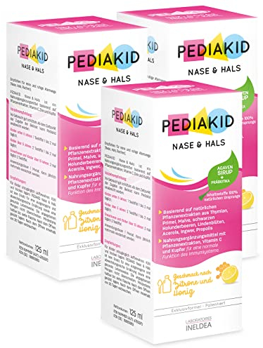 PEDIAKID - Sirop Nez-Gorge - Apaise & dégage les voies respiratoires - Participe au fonctionnement du système immunitaire - Thym, Tilleul, Sureau, Gingembre, Vitamine C & Cuivre - Lot de 3