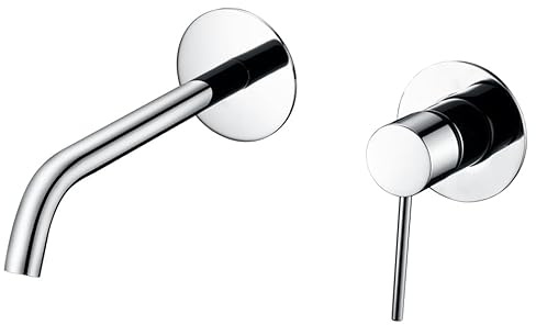 IMEX - Rubinetto da incasso monocomando per lavabo o vasca da bagno con montaggio a parete serie MILOS STICK GLIS045 cromato/argento