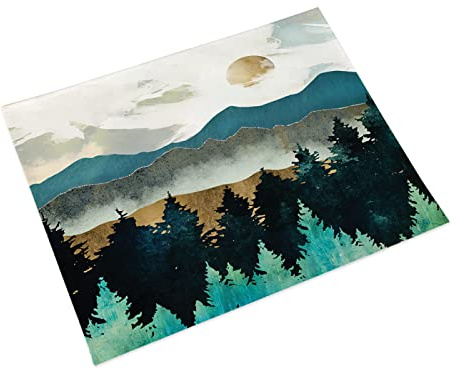 Manteles Individuales Sol del Bosque Azul Mantel Individual Algodón y Lino Lavable Salvamanteles Individuales Resistente al Calor Bajoplatos Individuales Mesa Tapetes para Mesa 30x45cm 2 Pcs