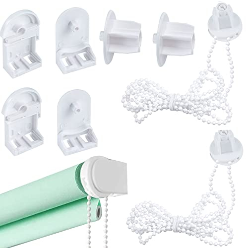 2 Set Roller Blind Fittings - 25 mm Blind Replacement Repair Kit with Cord, Plastic Spares for Curtain Rods/Brackets
