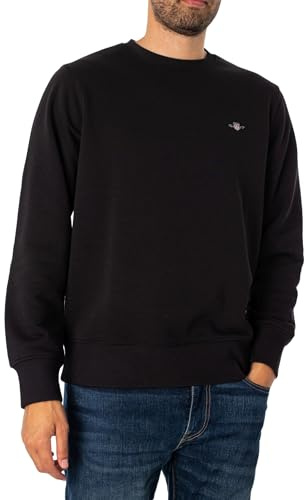 GANT Reg Shield C Neck Sweat Sweatshirt för män, svart, L