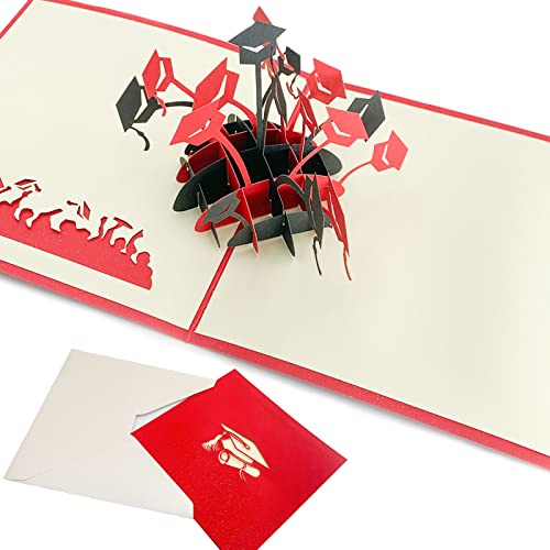 KEELYY Glückwunschkarte zur Prüfung, Bachelor Pop Up Karte Schulabschluss 3D Grußkarte mit Umschlag, Geschenk zum Abi, Bachelor, Master, Doktor