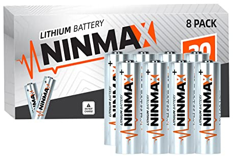 NINMAX® Lithium AA Batteries 3500mAh, 8 Pack 1.5V Longest Lasting Double A Battery for High-Tech Devices【Non-Rechargeable】