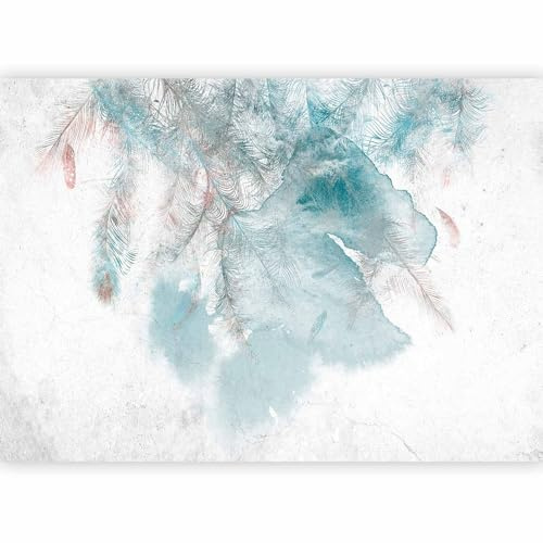murando Fotomurales autoadhesivos Plumaje 245x175 cm Papel Pintado coración | Pared Murales Pegatina corativos adhesivos 3d Fotográfico Pluma Boho Abstracto Naturaleza Aspecto concreto