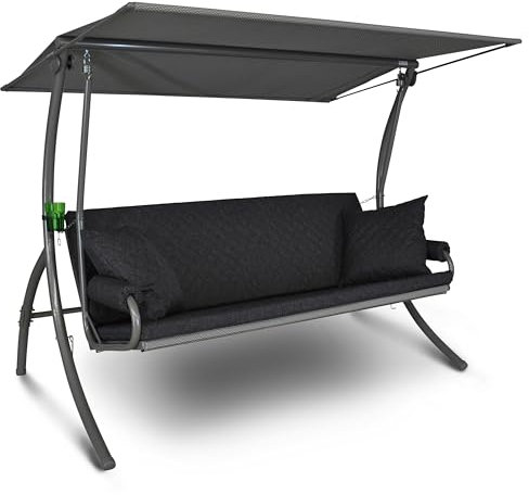 Angerer Hollywoodschaukel Elegance Joy – Schaukel zum Sitzen, Liegen & Entspannen, inkl. Bett-Funktion, einfache Montage, Made in Germany, hochwertiger Stoff, Dunkelgrau
