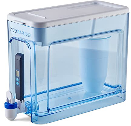ZeroWater 32-Cup 5-Stage Water Filter Dispenser with Instant Read Out - 0 TDS for Improved Tap Water Taste - IAPMO Certified to Reduce Lead, Chromium, and PFOA/PFOS