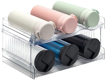 ACEROMT Stapelbares Flaschenregal – stapelbares Flaschenregal für Kühlschrank, Schrank, Flaschen-Organizer, Küchen-Wasserflaschenregal, 2er-Pack