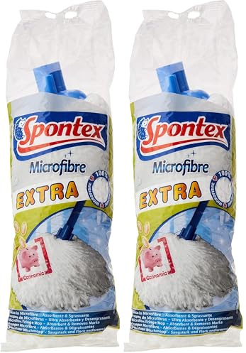 Spontex - Mikrofaser-Wischmopp Extra, Weiß, Medium (72110050) (Packung mit 2)