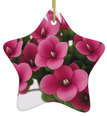 Rote Alpenveilchen Weihnachten Ornament Weihnachten Kreative Sternform Hängende Keramik Ornamente Weihnachtsbaum Party Dekoration