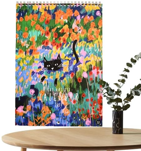 Kirdume Lustige Katzen Wand Kalender 2024, 2024 Art Cat Wandkalender, Kalenderplaner 2024 Von Januar Bis Dezember, 12 Monate Interessanter Kunst Kalender, Neuheitskalender Für Katzen Liebhaber