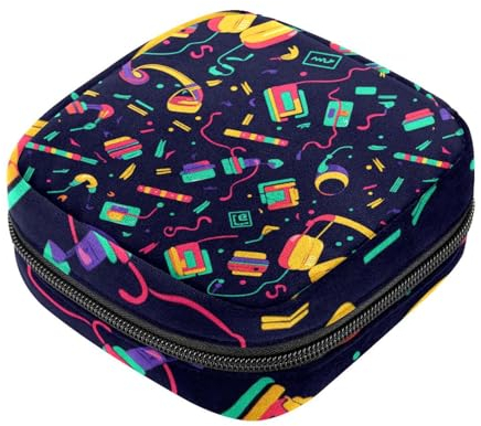 Perioden-Tasche, Aufbewahrungstasche für Damenbinden, Cartoon-Farben, Musik-Thema, Blumen, Tampon-Tasche für Geldbörse
