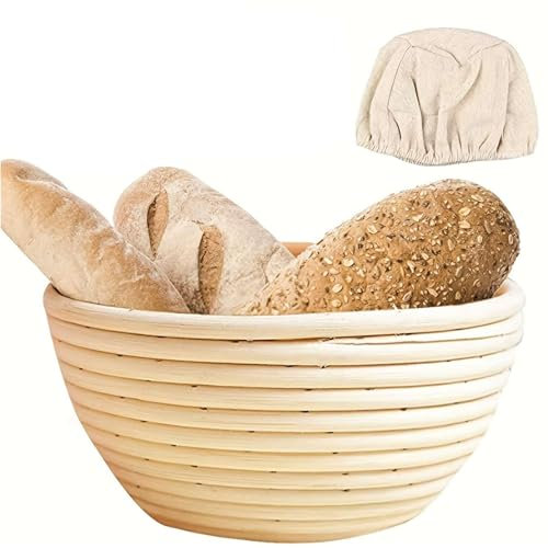 Cestino per lievitazione del pane, 8-22 cm, cestino rotondo in rattan naturale, con rivestimento in tessuto, per panettieri professionali e casalinghi (13 x 6 cm)