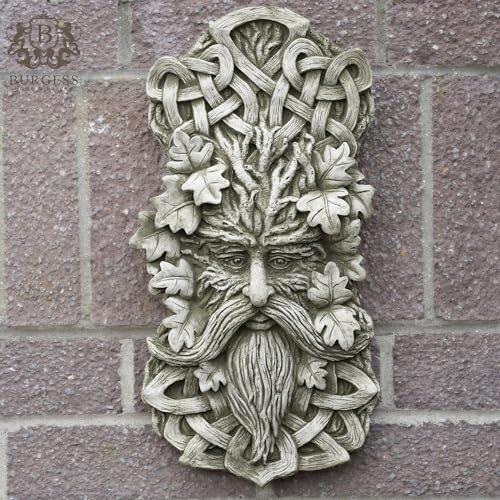 Plaque celtique en pierre de l'homme vert | Statue décorative pour jardin extérieur maison