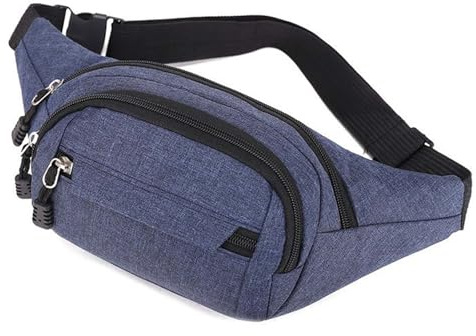 Riñonera Mujer Hombre con 4 Bolsillos con Cremallera, Mochila para Deportes Al Aire Libre, Impermeables con Correa Ajustable del, para Correr, Deportes, Senderismo, Unisex (Azul)
