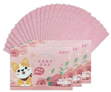 450 Pezzi Carta Assorbente Olio, Naturale Face Oil Blotting Paper Sheets, Viso Fogli Assorbenti per Olio, Salviette Assorbi Sebo, per Cura Della Pelle Grassa, Rosa