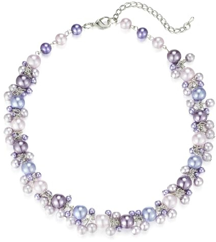 Bulinlin Perlen Kette Damen Perlen Statement Choker Kette Boho Bunt Modeschmuck Geburtstag Geschenke für Frauen