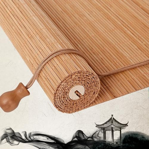 ZHUOZ1T Bambusrollo Retro Bambus Rollo Raffrollo Sonnenschutz Sichtschutz Seitenzugrollo Lichtfilter Belüftung Jalousie,für Fenster Tür,Anpassbar,Breite×Höhe (95cm x 200cm,Carbonized)
