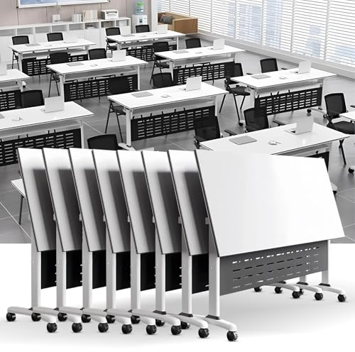Konferenztisch, klappbarer Konferenzraumtisch, mobiler Trainingstisch, moderner Besprechungstisch mit Rollen, Seminartisch für Büro, Konferenzraum, Klassenzimmer (E 8 Stück, 179,8 x 59,9 x 74,9 cm)
