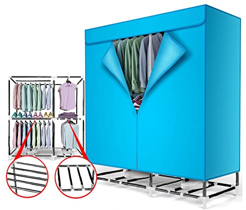 Tendedero eléctrico de ropa con armario de secado al aire caliente, armario de secado rápido con calefacción, se seca con ventilador de aire caliente, tamaño de hierro azul de 1800 W
