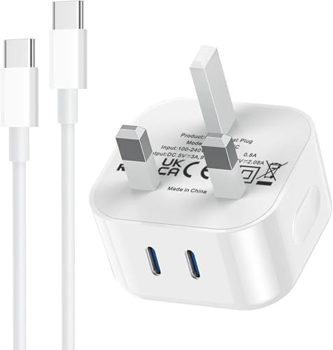 USB C Fast Charger Cable and Plug 25W Quick Charge for iPhone 17 Air/17 Pro Max/17 Pro/16/16e/16 Pro/16 Pro Max/16 Plus/15 Pro Max/15 Plus,Dual Ports Type C New Rapid USB C to C Charging Lead and Plug