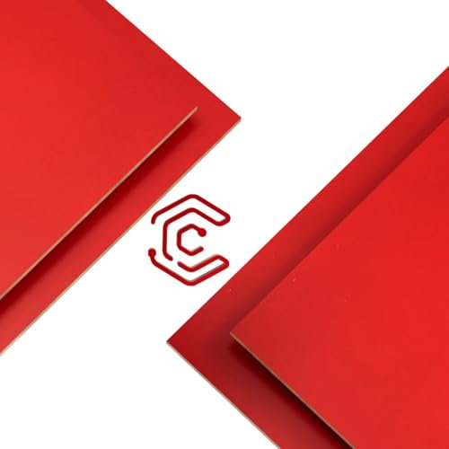 Creatorally Colorato Compensato 3mm, Legno di Tiglio per Laser 30x30 cm 4 Pezzi, Colori Compensati per Incisione e Taglio Pirografia Fai Da Te (Rosso)