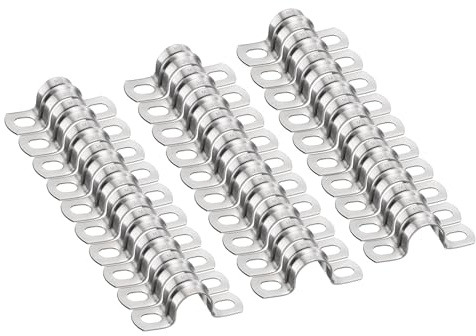 sourcing map 30 Stück 18 mm Rohrschellen, M18 U-Rohrschellen, Edelstahl, starres Rohrband, U-förmige Halterung mit zwei Löchern für Rohr, Schlauch, Drahtschnur, Befestigung, dick, 30 Stück
