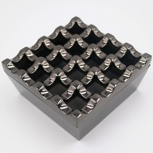 Aschenbecher aus Metall, 16 Löcher, für Zigaretten und Zigarren, winddichter Aschenbecher für Zuhause, Hotel, Garten und Schreibtisch, 1 Stück (Metall schwarz)