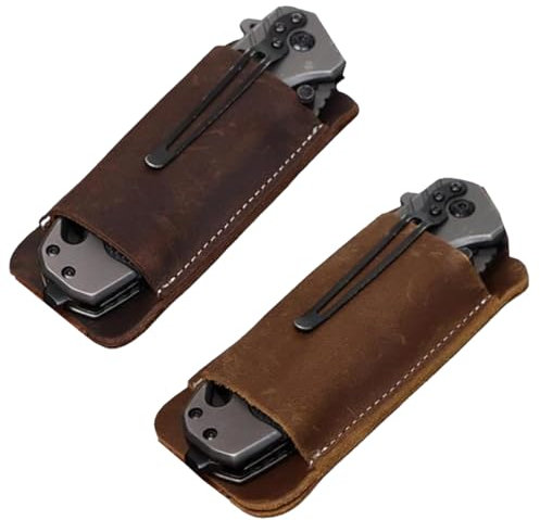Ceinture rétro transportant Le Fourreau de Couteau en Cuir horizontalement, Fourreau de Couteau Horizontal, Fourreau Couteau en Cuir, étui Couteau à tirage Compact Fait à la Main, Tan + Marron