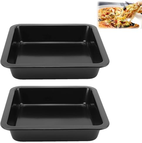 Hspivida Moule à gâteau, carré, en acier au carbone, anti-adhésif, pour pizza, pâtisserie, cuisine, même outils de cuisson pour gâteaux, boulangeries et desserts, noir