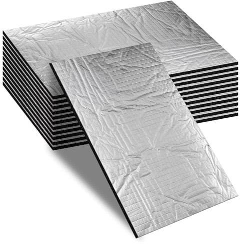 12 pièces de plaques Alubutyl de 400 * 250 * 5 mm, natte d’isolation, résistante au feu et à l’eau, anti-vibration, autocollante pour la protection acoustique et l’isolation thermique dans les