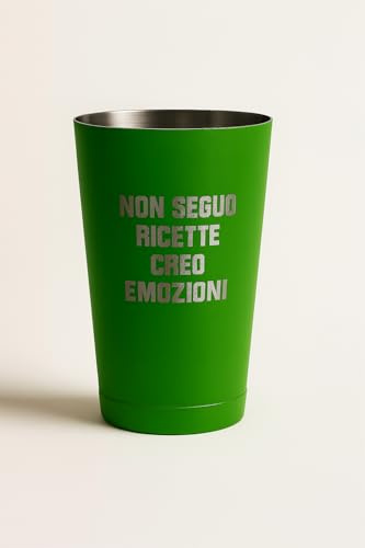Shaker Boston da Barman Personalizzabile in Acciaio Inox verde, con Incisione. Idea regalo festa. Idea regalo per barman. Idea regalo per compleanno.