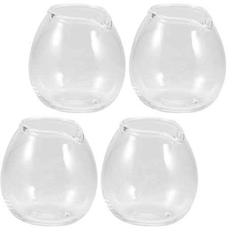 ULTECHNOVO Ensemble de 4 Pichets à Crème en Verre 20Ml Miniatures Transparents Distributeurs Précis pour Lait Miel et Sauces pour Café Repas et Service à Table