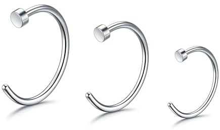 LILIKAI 3 Stück Fake Nasenpiercing Gold,Fake Nasenring,Septum Nose Ring,Knorpel Dünn Klein Helix Piercing Nasen Nasenpircing Schmuck,6mm/8mm/10mm Nase Piercings Set,Hoop Lippenpiercing für Nostril