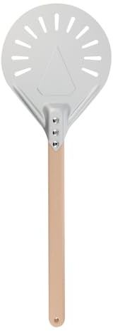 NUOBESTY Spatule à Pizza Perforée 20 Cm Manche en Bois 40 Cm Pelle à Pizza pour Cuisson Four Accessoire la Cuisine Croustillante et Rotative