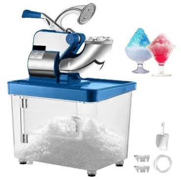 Macchina elettrica for coni di neve, tritaghiaccio, granigliatrice for vetro, frullatore, tritatutto, acciaio inossidabile, freddo, commerciale(White)