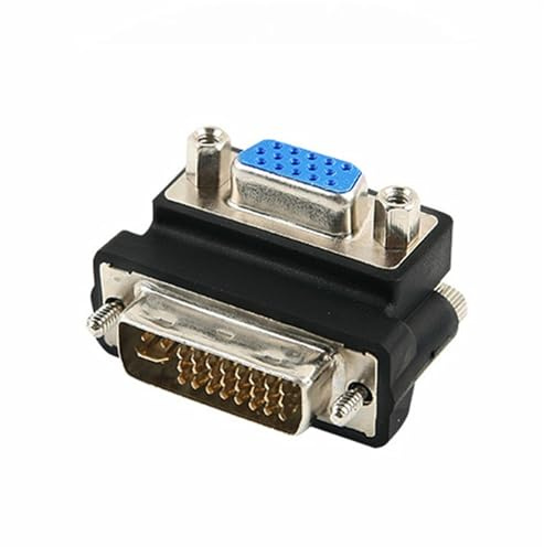 WUKUBO Adattatore convertitore video DVI-I 24 + 5 pin DVI a VGA maschio a femmina for PC portatile for schede grafiche Monitor HDTV 1080P for computer(Down Angled)
