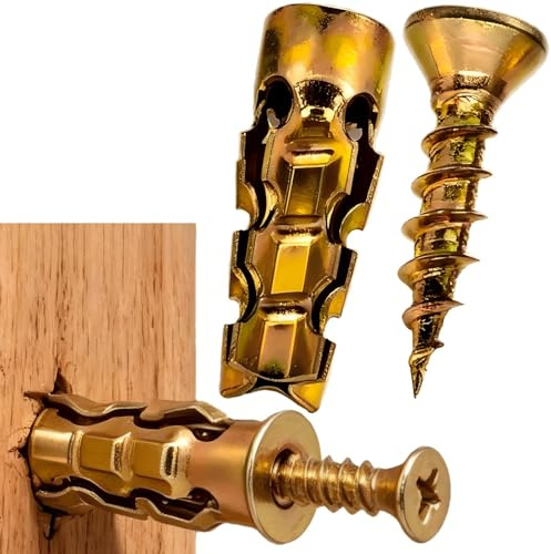 Juego de tornillos de expansión cortos de 6x14 mm, Kit de Reparación de Bisagras 60pcs, Tornillos Autoperforantes, para Huecos Desgastados, Muebles, Cocina, Baño (60PCS)