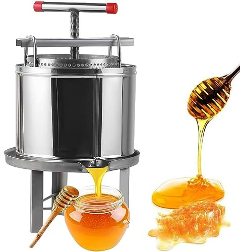 Handbok för honungspress – rostfritt stål biodlingsverktyg med honungspanna, stänksäkert skydd och filter för honung, juice, vin och oljeframställning