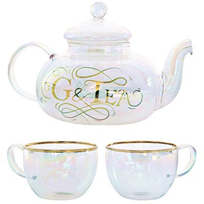 Drinkind Gin Gifts for Women | Luxury Gin and Tonic Infuser Gift Set | Gift Boxed | 2 Gin Glasses with a Rainbow Tinted Glass Teapot | Perfect for Gin, Cocktails & Loose-Leaf Tea, 800 ml by Root7