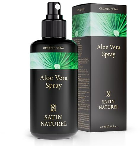 Satin Naturel Aloe Vera Spray BIO 200ml - Das Beste der Aloe Vera Pflanze - Vegan - Natürliche After Sun Pflege - Bei Sonnenbrand & als Feuchtigkeitscreme Gesicht - Skincare - Naturkosmetik