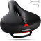 ROCKBROS Fahrradsattel Bequem Gelsattel Herren Damen Ergonomischer Breiter Fahrradsitz Weich Memory Foam MTB Rennrad 26 * 22cm Atmungsaktiv Wasserdicht,Schwarz Rot