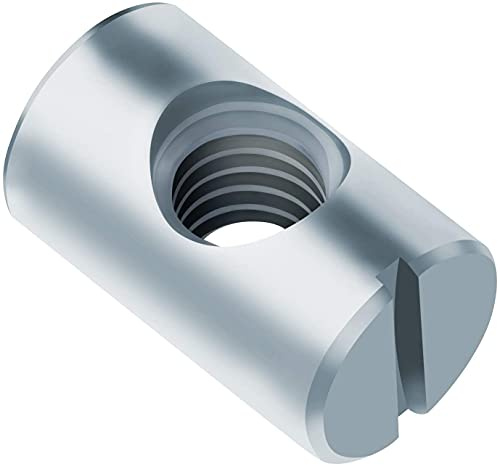 Croce Tasselli Barrel Dadi Filettatura (Confezione da 25) Hex Zincato Foro Centrale per Mobili/Letti/Culla/Sedie/Lettino Simmetrica Tassello Barrel Dado Elementi di Fissaggio (10mm x 16mm)