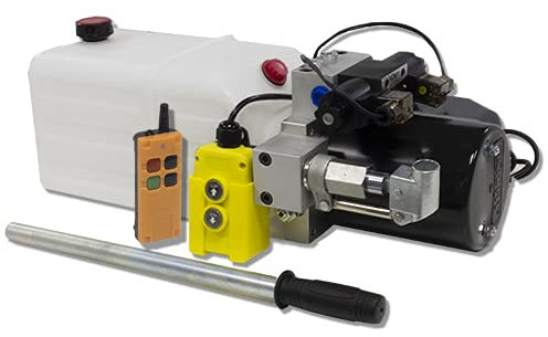 Flowfit 12 V DC Doppelwirkendes hydraulisches Kraftpaket mit 8 l Tank, Handpumpe und kabelloser Fernbedienung ZZ016214