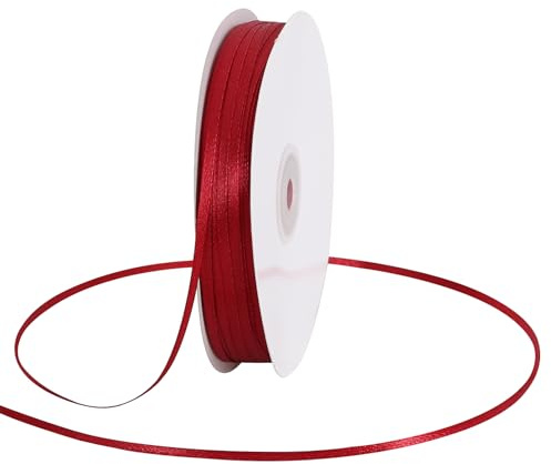 TONIFUL 6mm x 183m Claret, dünnes Satinband doppelseitig gewebtes Bänder zum Basteln Aufhängen von Etiketten Einladungskarten Luftballons Blumenstrauß Haare Geschenkverpackung Party-Dekoration